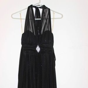 Black Shimmery Halter Cocktail Dress